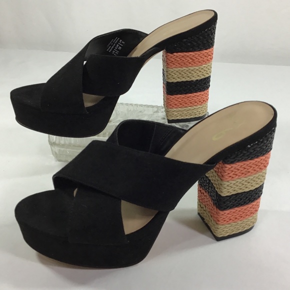 Mix no. 6 Logahn Black Mule/Clog Decorative Heel Shoes - Mix no. 6 Logahn Black Mule/Clog Decorative Heels